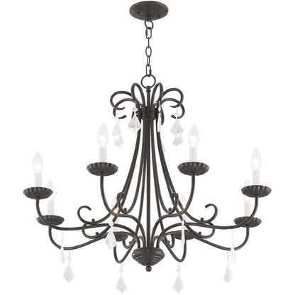 Eight Light Dimmable Chandelier With Shades