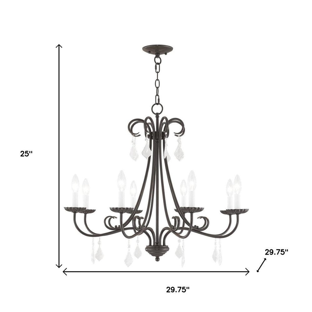 Eight Light Dimmable Chandelier With Shades