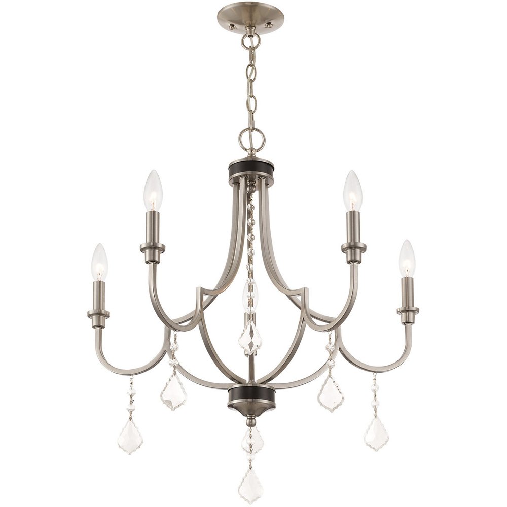 Five Light Dimmable Chandelier With Shades