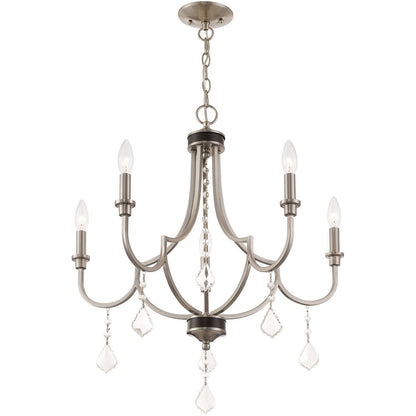 Five Light Dimmable Chandelier With Shades