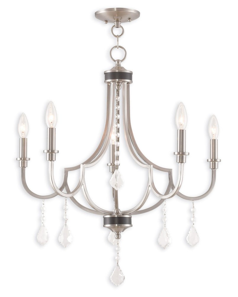 Five Light Dimmable Chandelier With Shades