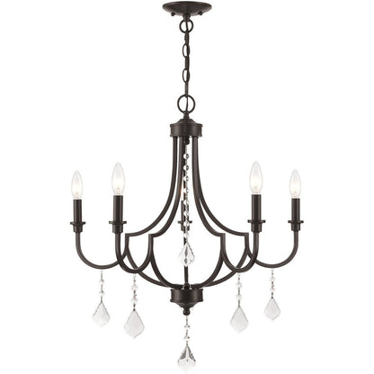 Five Light Dimmable Chandelier With Shades
