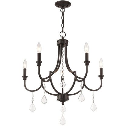 Five Light Dimmable Chandelier With Shades