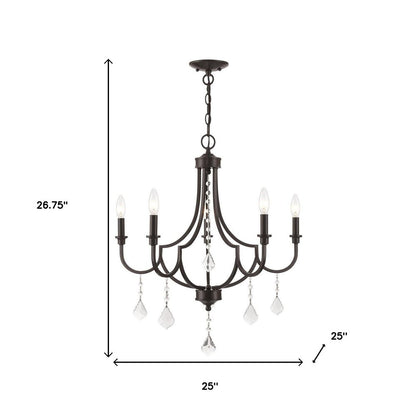Five Light Dimmable Chandelier With Shades