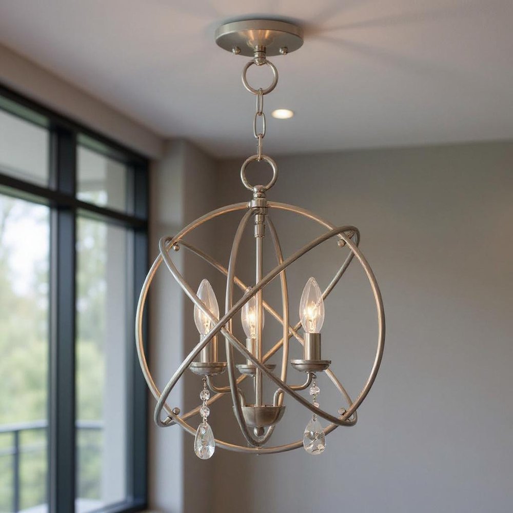 Three Light Dimmable Chandelier With Shades