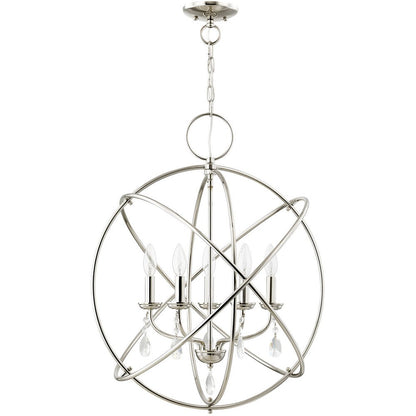 Five Light Dimmable Chandelier With Shades
