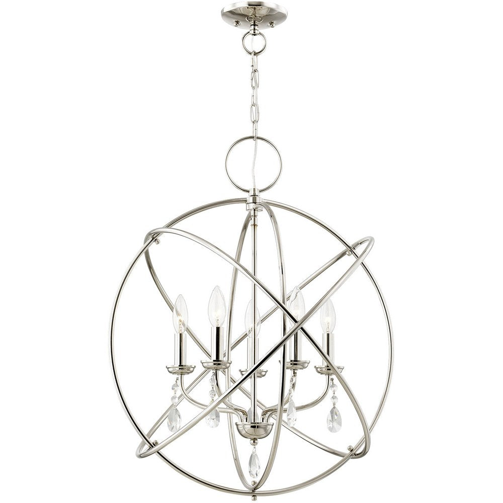 Five Light Dimmable Chandelier With Shades