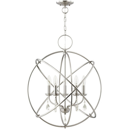 Five Light Dimmable Chandelier With Shades
