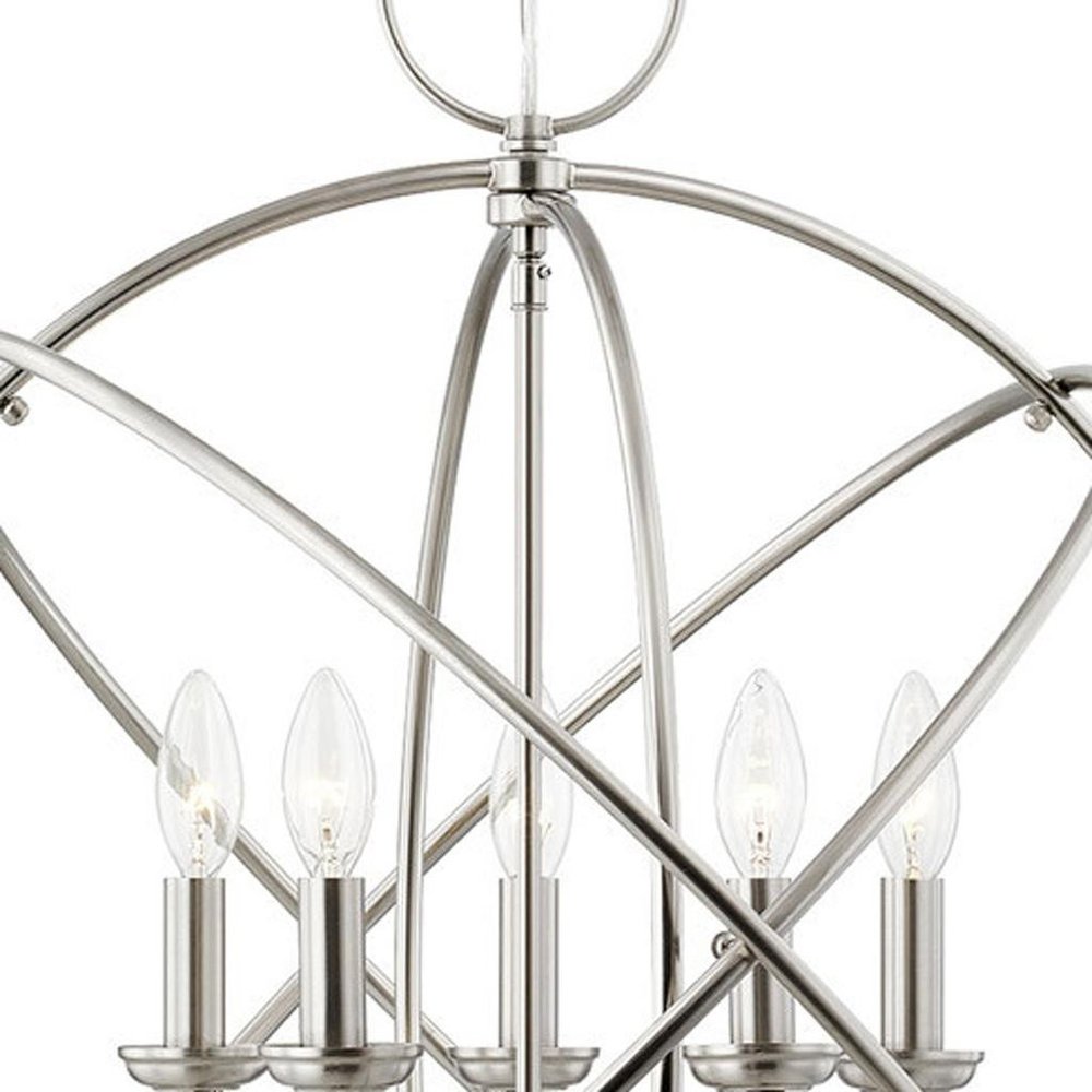 Five Light Dimmable Chandelier With Shades
