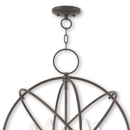 Five Light Dimmable Chandelier With Shades