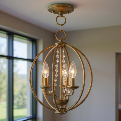 Three Light Dimmable Chandelier With Shades