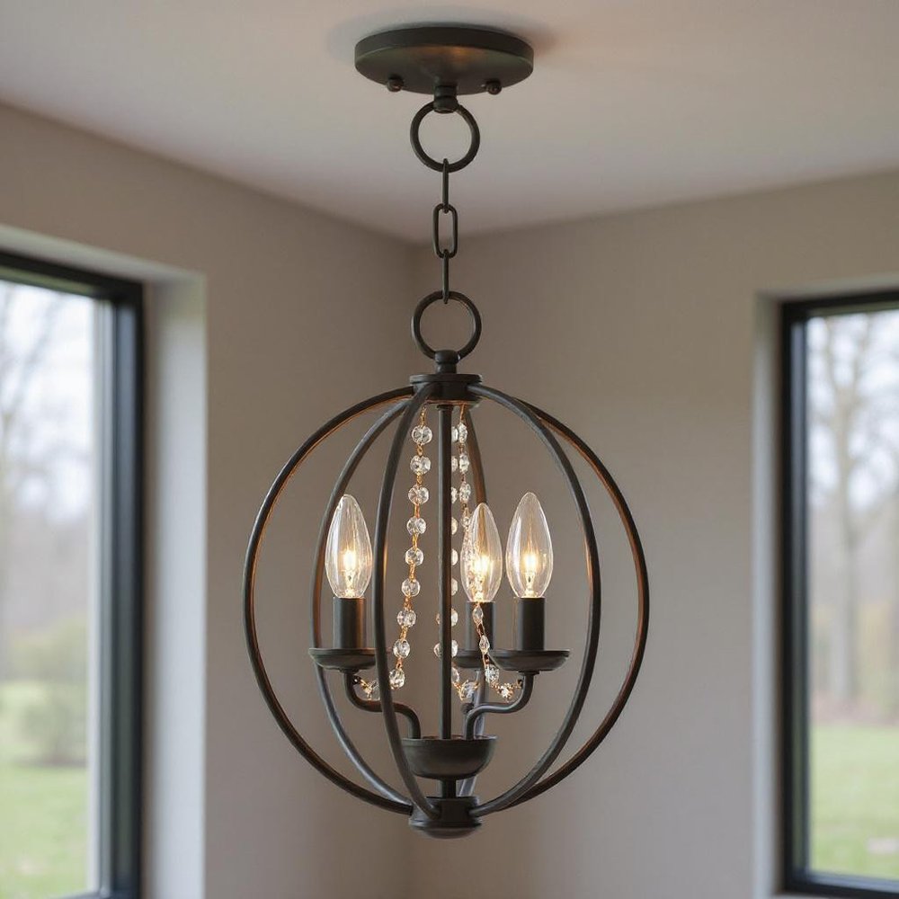 Three Light Dimmable Chandelier With Shades