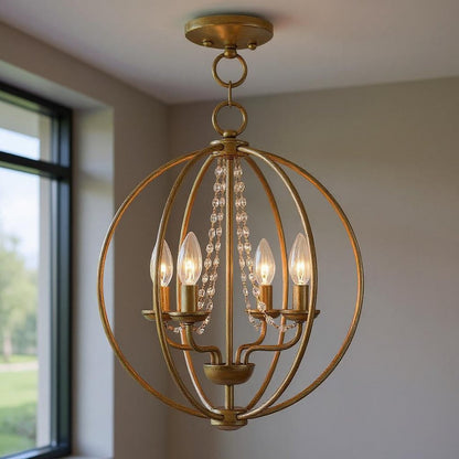 Four Light Dimmable Chandelier With Shades