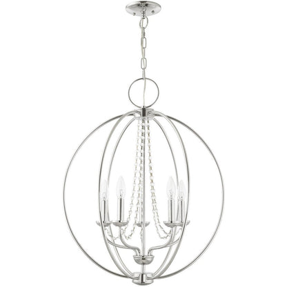 Five Light Dimmable Chandelier With Shades