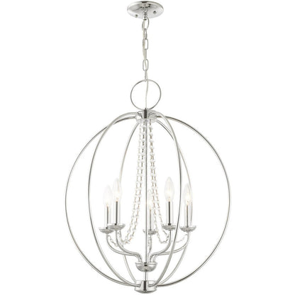 Five Light Dimmable Chandelier With Shades