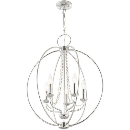 Five Light Dimmable Chandelier With Shades