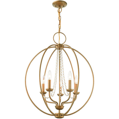 Five Light Dimmable Chandelier With Shades