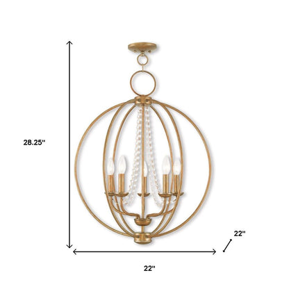 Five Light Dimmable Chandelier With Shades