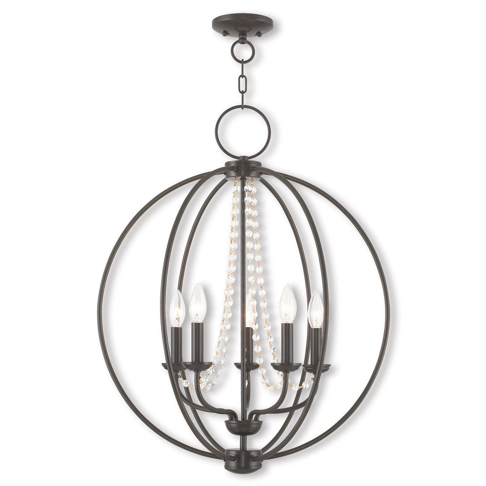 Five Light Dimmable Chandelier With Shades