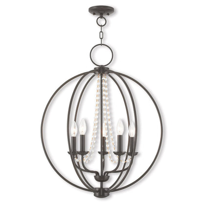 Five Light Dimmable Chandelier With Shades