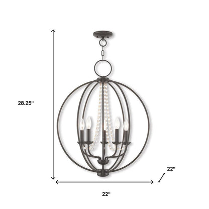Five Light Dimmable Chandelier With Shades