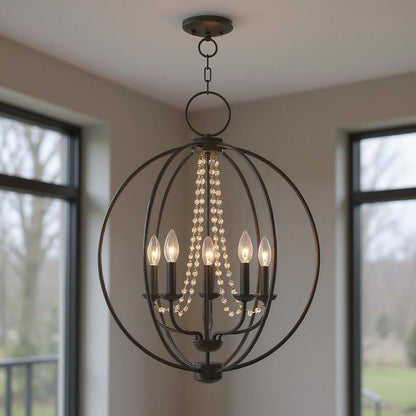 Five Light Dimmable Chandelier With Shades