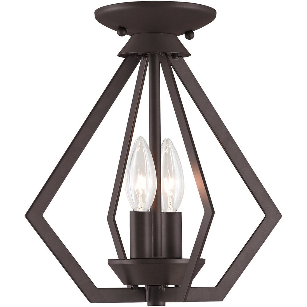 Bronze Two Light Dimmable Chandelier With Shades