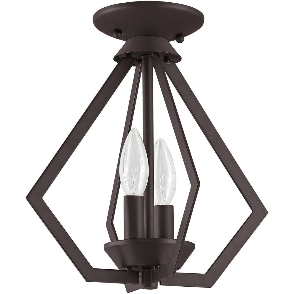 Bronze Two Light Dimmable Chandelier With Shades