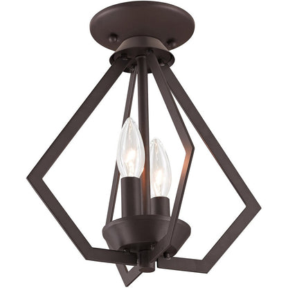Bronze Two Light Dimmable Chandelier With Shades