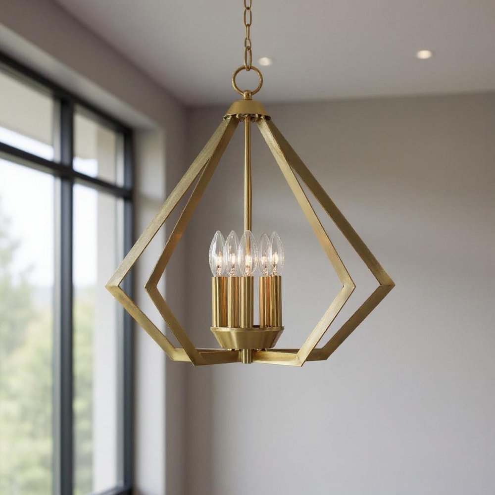 Five Light Dimmable Chandelier With Shades