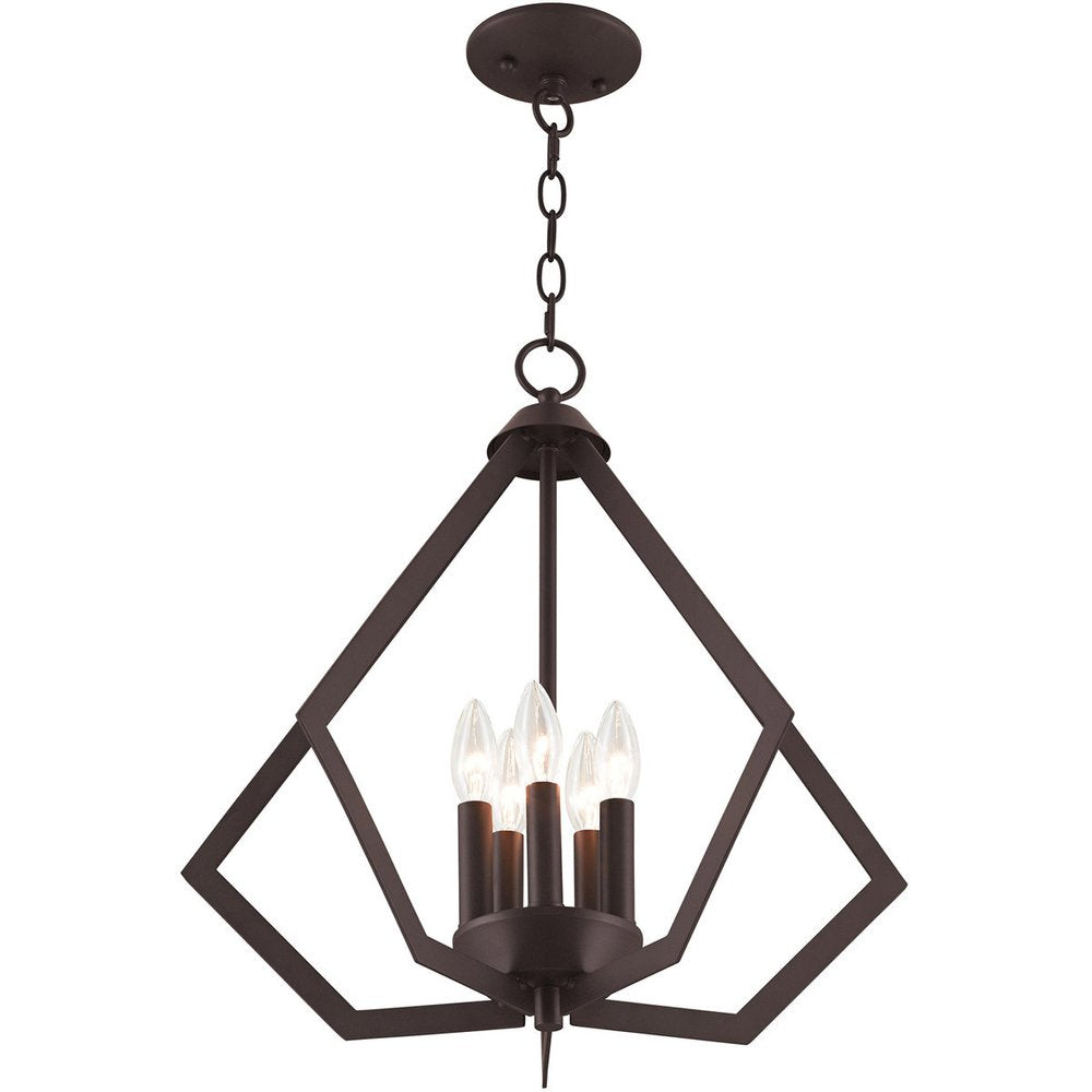 Bronze Five Light Dimmable Chandelier With Shades