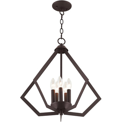 Bronze Five Light Dimmable Chandelier With Shades