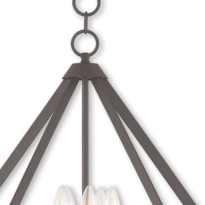 Bronze Five Light Dimmable Chandelier With Shades