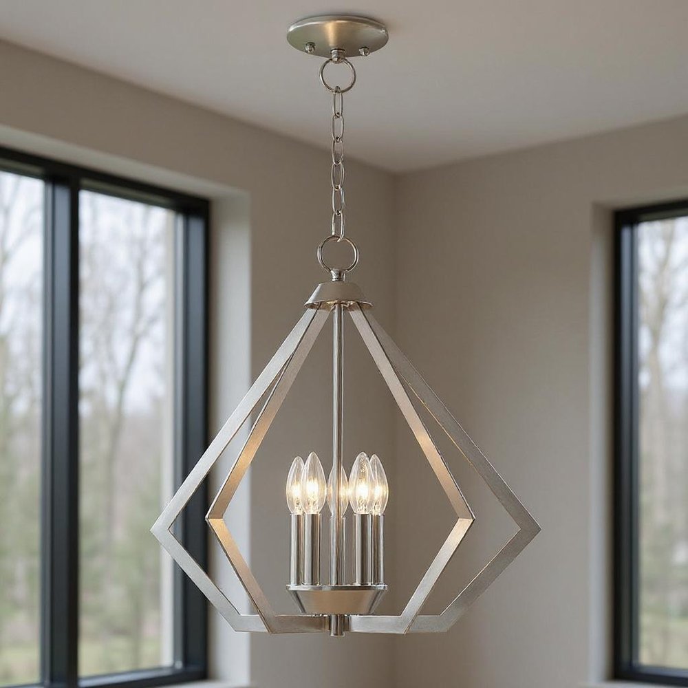 Five Light Dimmable Chandelier With Shades