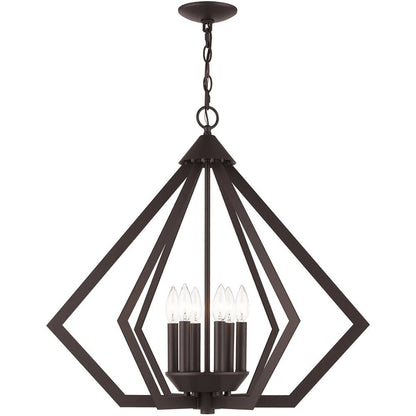 Bronze Six Light Dimmable Chandelier With Shades
