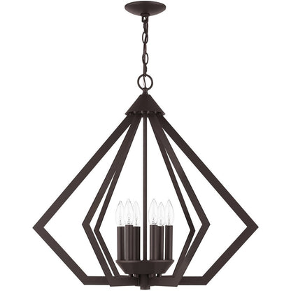 Bronze Six Light Dimmable Chandelier With Shades