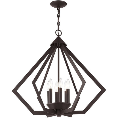 Bronze Six Light Dimmable Chandelier With Shades