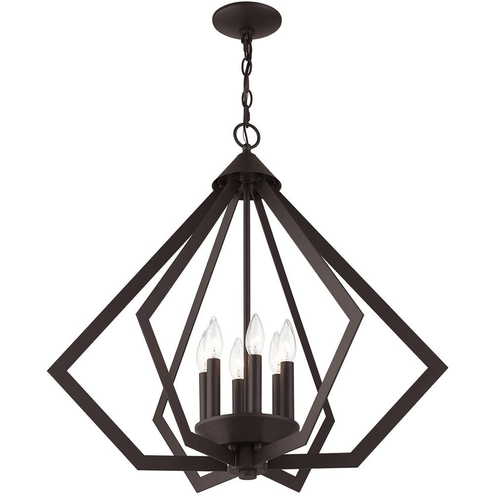 Bronze Six Light Dimmable Chandelier With Shades