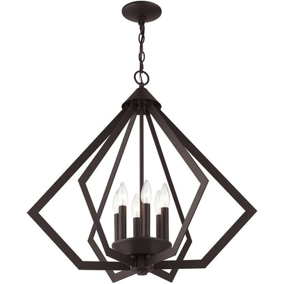 Bronze Six Light Dimmable Chandelier With Shades