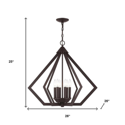 Bronze Six Light Dimmable Chandelier With Shades