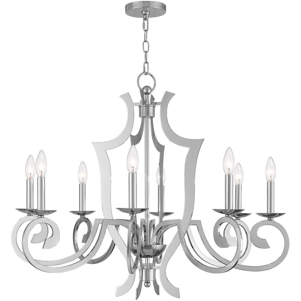 Eight Light Dimmable Chandelier With Shades