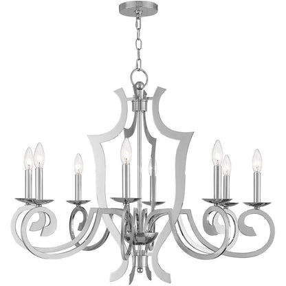 Eight Light Dimmable Chandelier With Shades