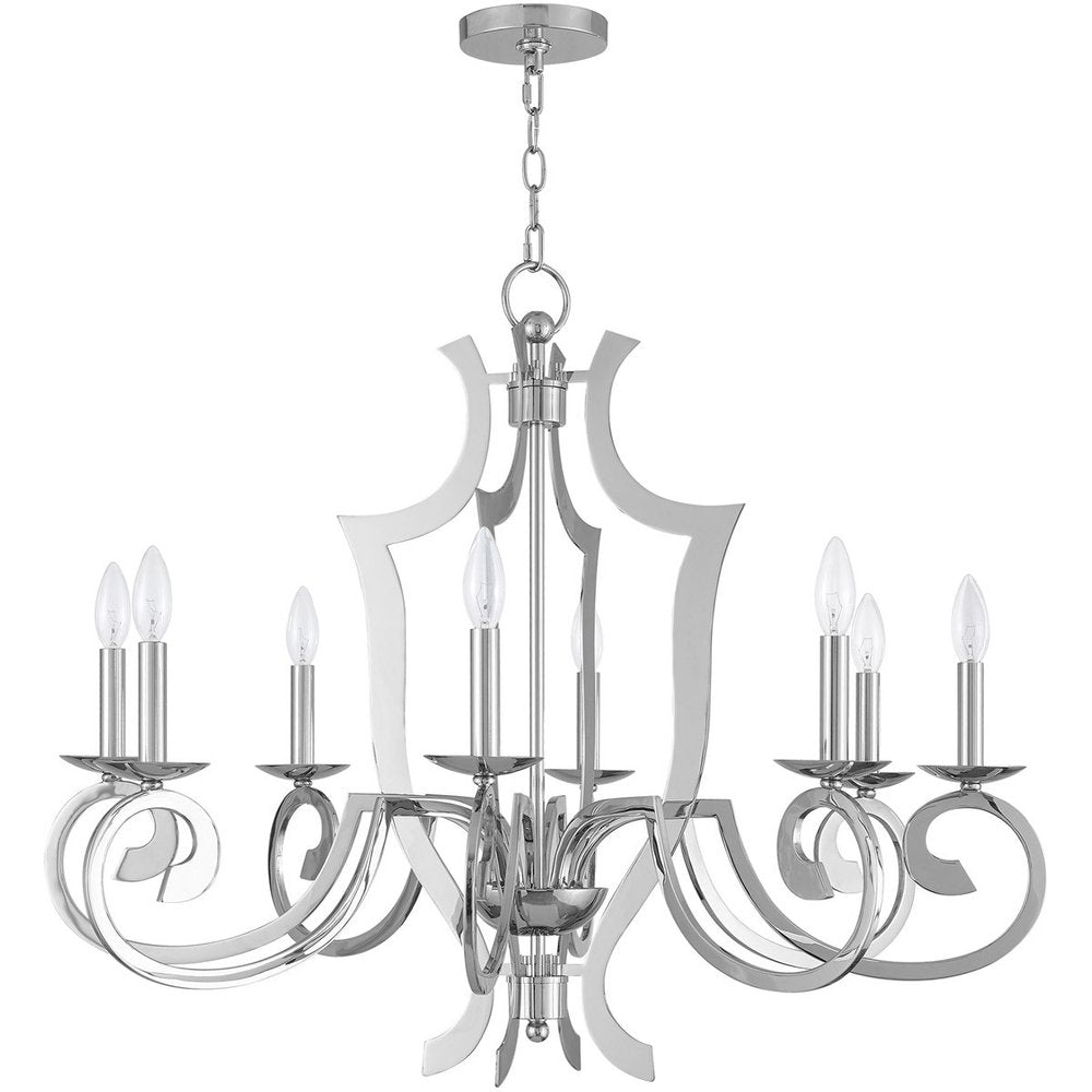 Eight Light Dimmable Chandelier With Shades