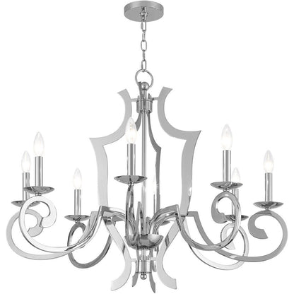 Eight Light Dimmable Chandelier With Shades