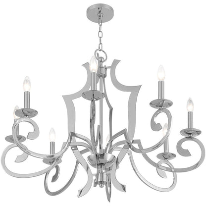 Eight Light Dimmable Chandelier With Shades