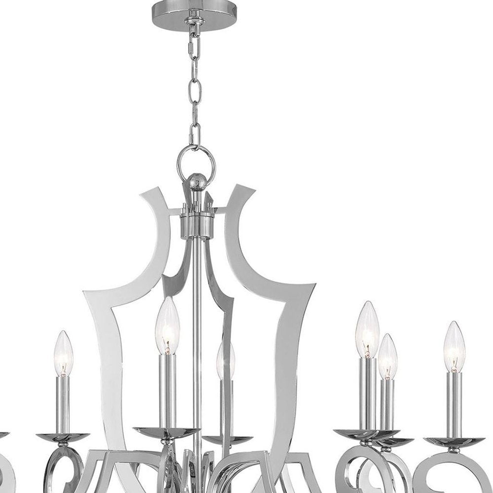 Eight Light Dimmable Chandelier With Shades