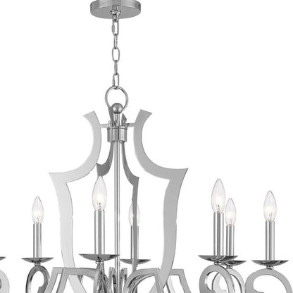 Eight Light Dimmable Chandelier With Shades