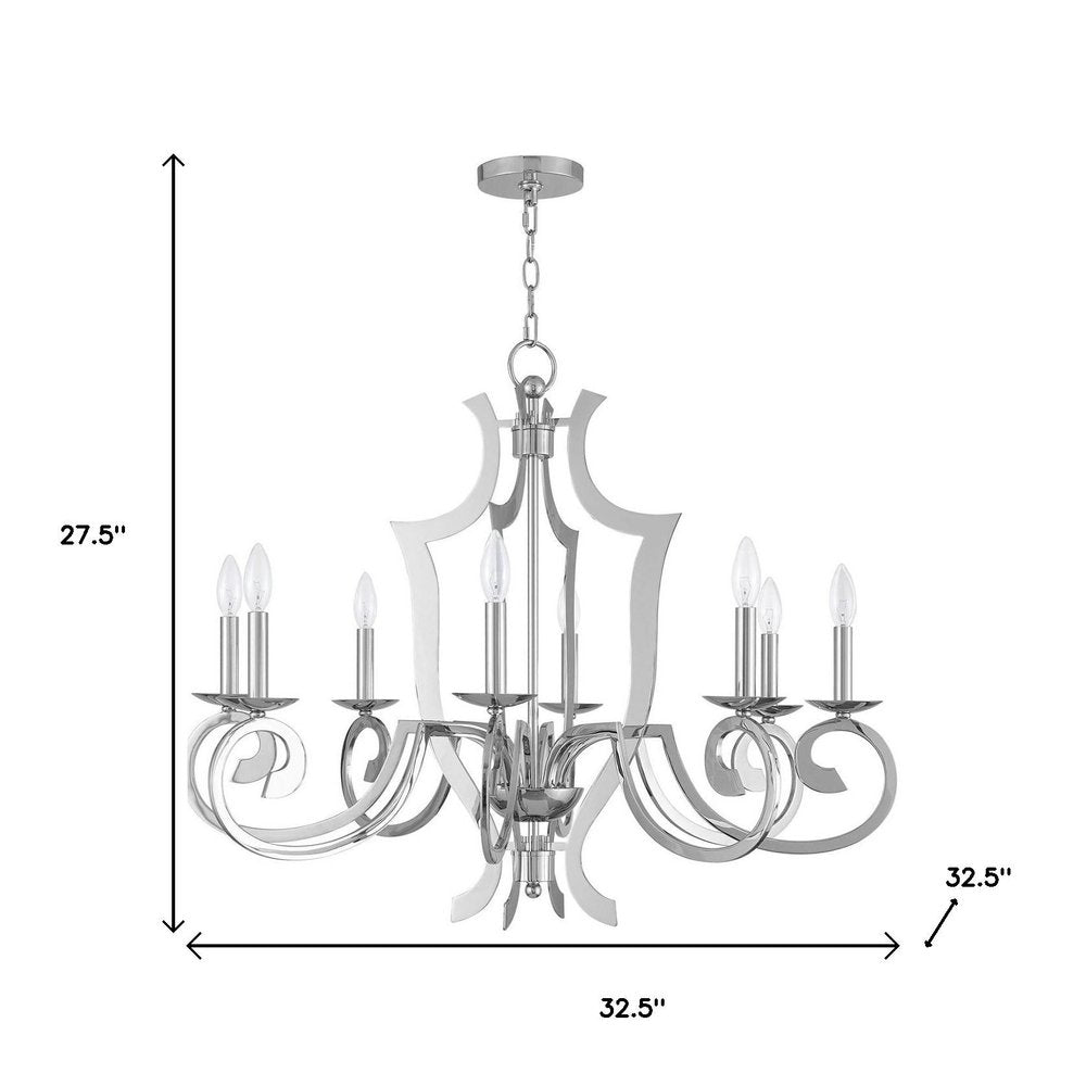 Eight Light Dimmable Chandelier With Shades