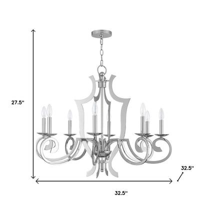 Eight Light Dimmable Chandelier With Shades