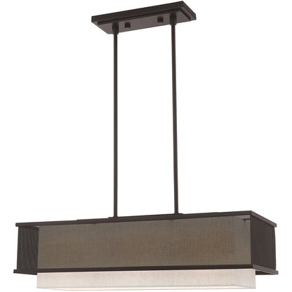 Bronze Three Light Dimmable Chandelier With Shades